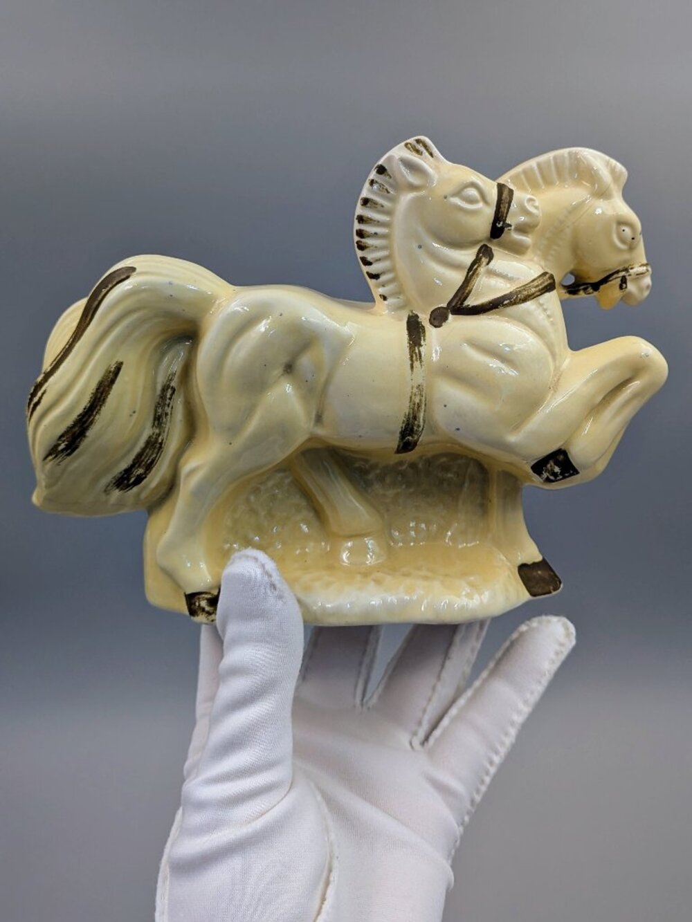 Vintage Ceramic Rearing Horses Figurine - 1950s Equestrian Mantel | Shelf Decor